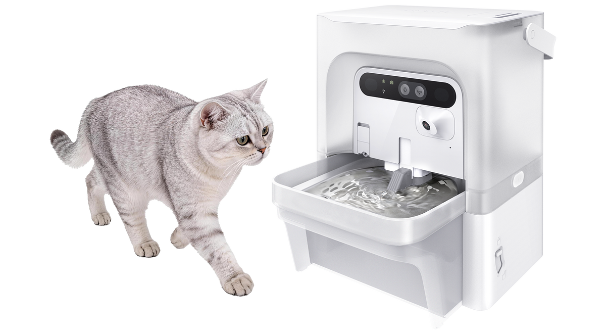 PETKIT EverSweet Ultra with Camera Pet Water Fountain with a cat on a plain white background.