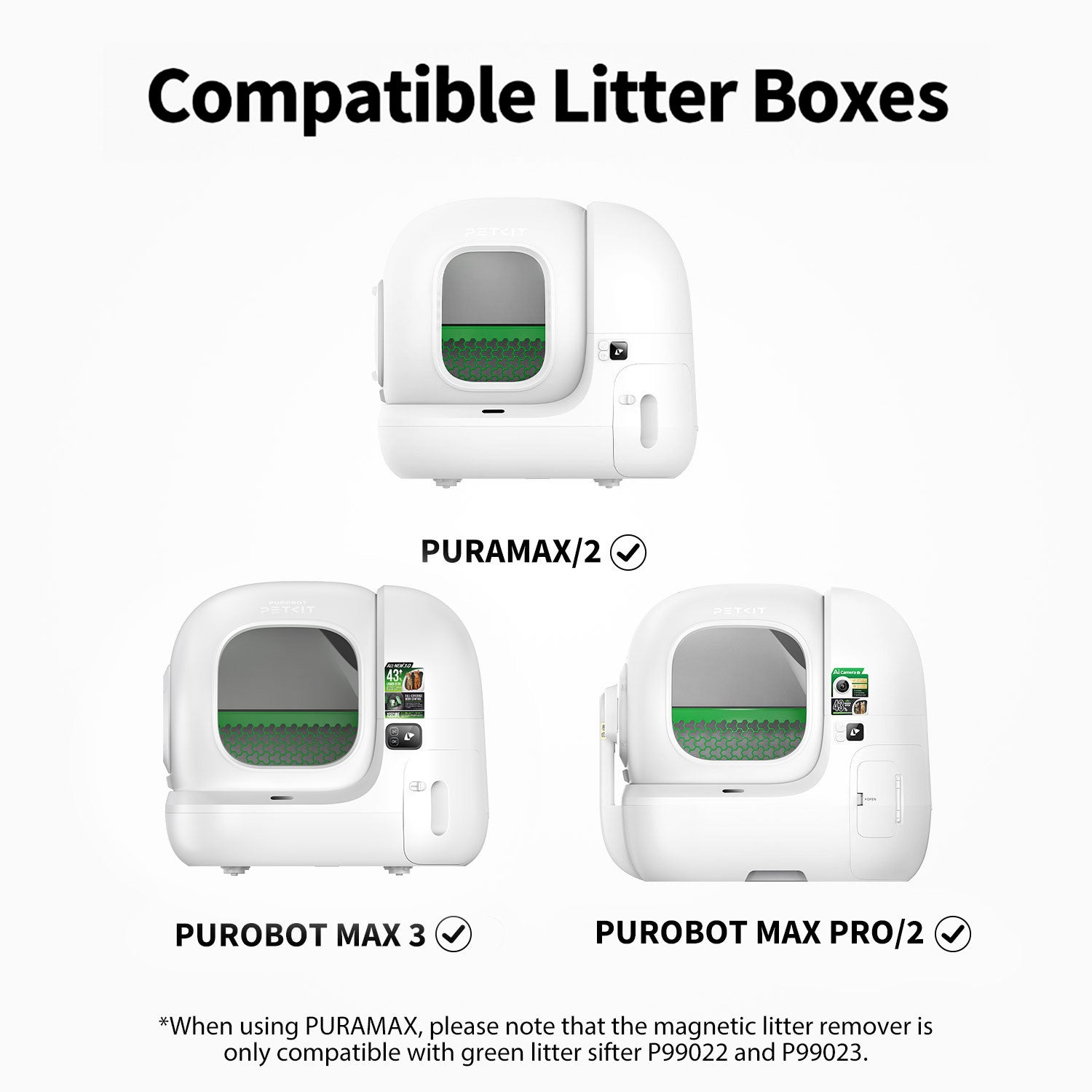 Magnetic Cat Litter Remover Set compatible with PETKIT litter boxes Puramax, PuraMax 2, Purobot max pro, Purobot max pro 2, and Purobot max 3