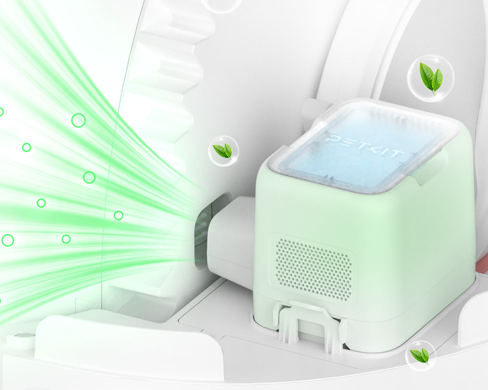 PUROBOT MAX 3 self cleaning litter box with N60 air purification system that continuously improves air quality inside the cylinder