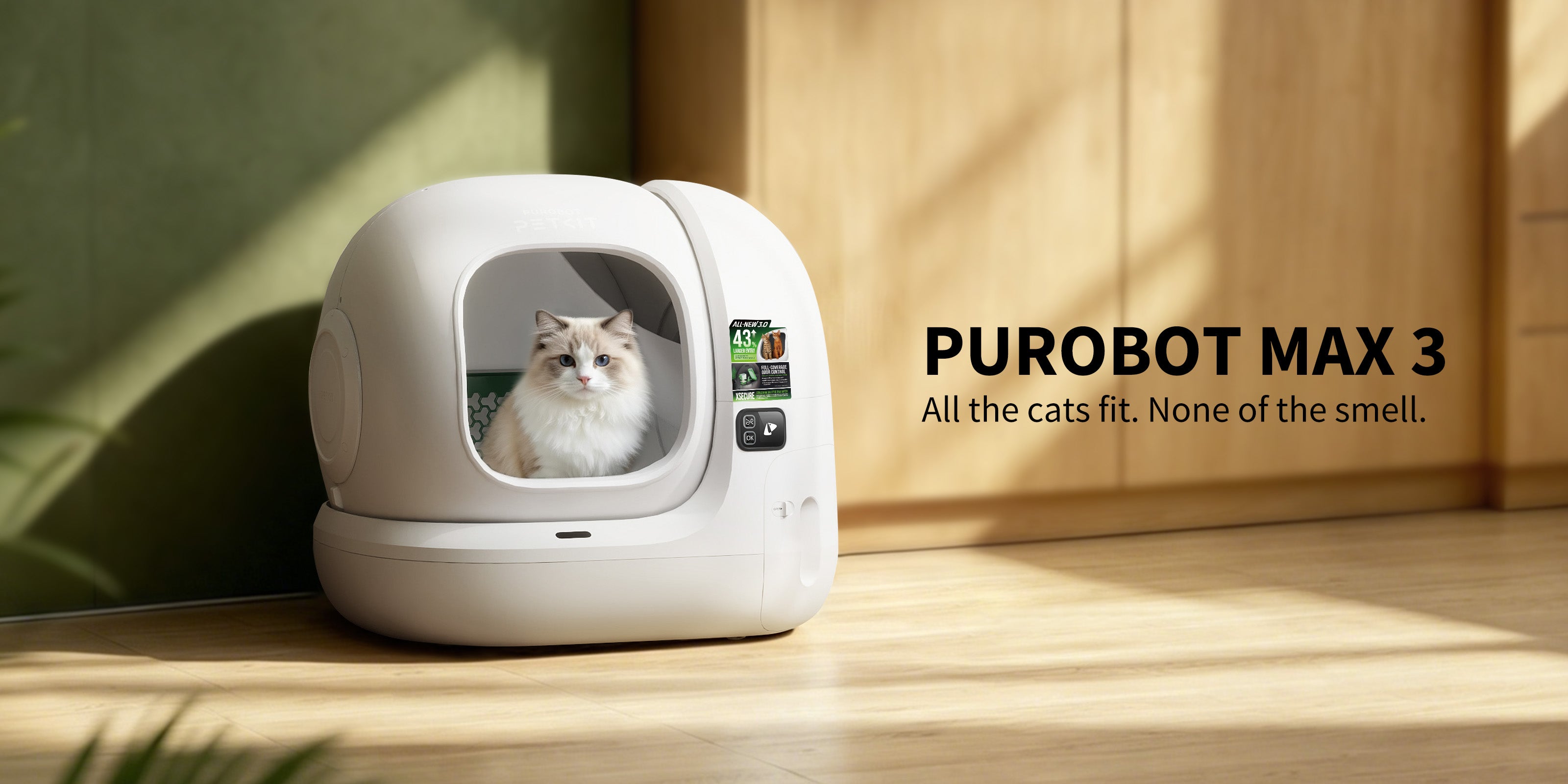 PUROBOT MAX 3 self cleaning litter box designed for odor-free, smart, and automated multi-cat household use
