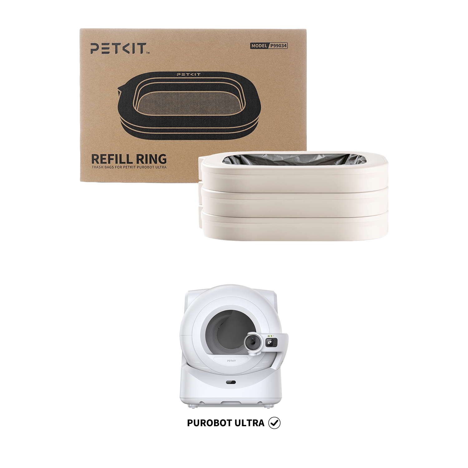 Refill Ring displayed together with Purobot Ultra Automatic Litter Box, highlighting compatibility and product design