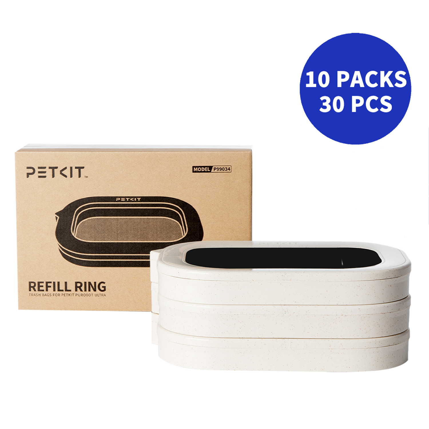 Refill ring bundle, 10 packs (30 pieces), suitable for multi-cat households.