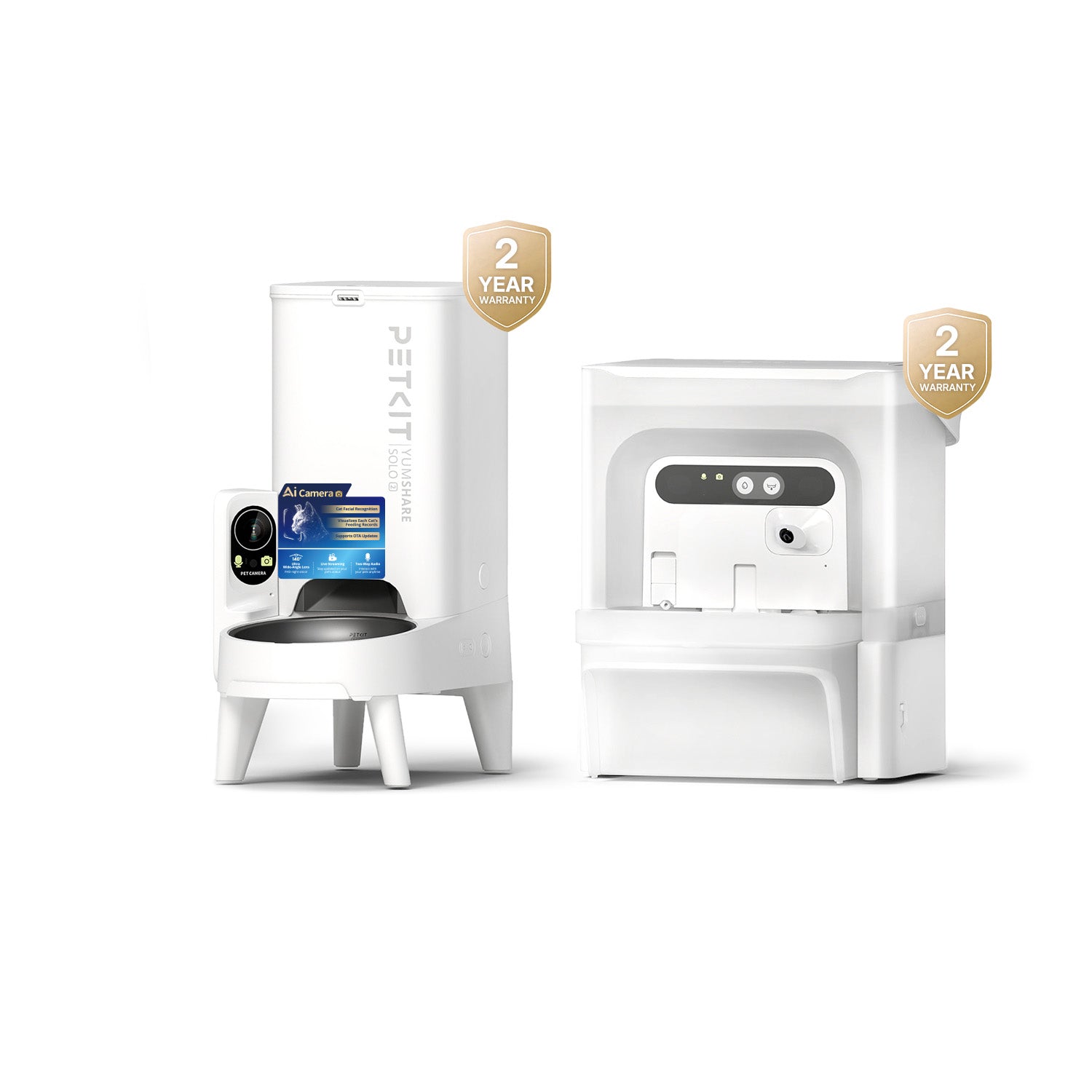 YumShare Solo 2 smart pet feeder paired with EverSweet Ultra with Camera Pet Water Fountain