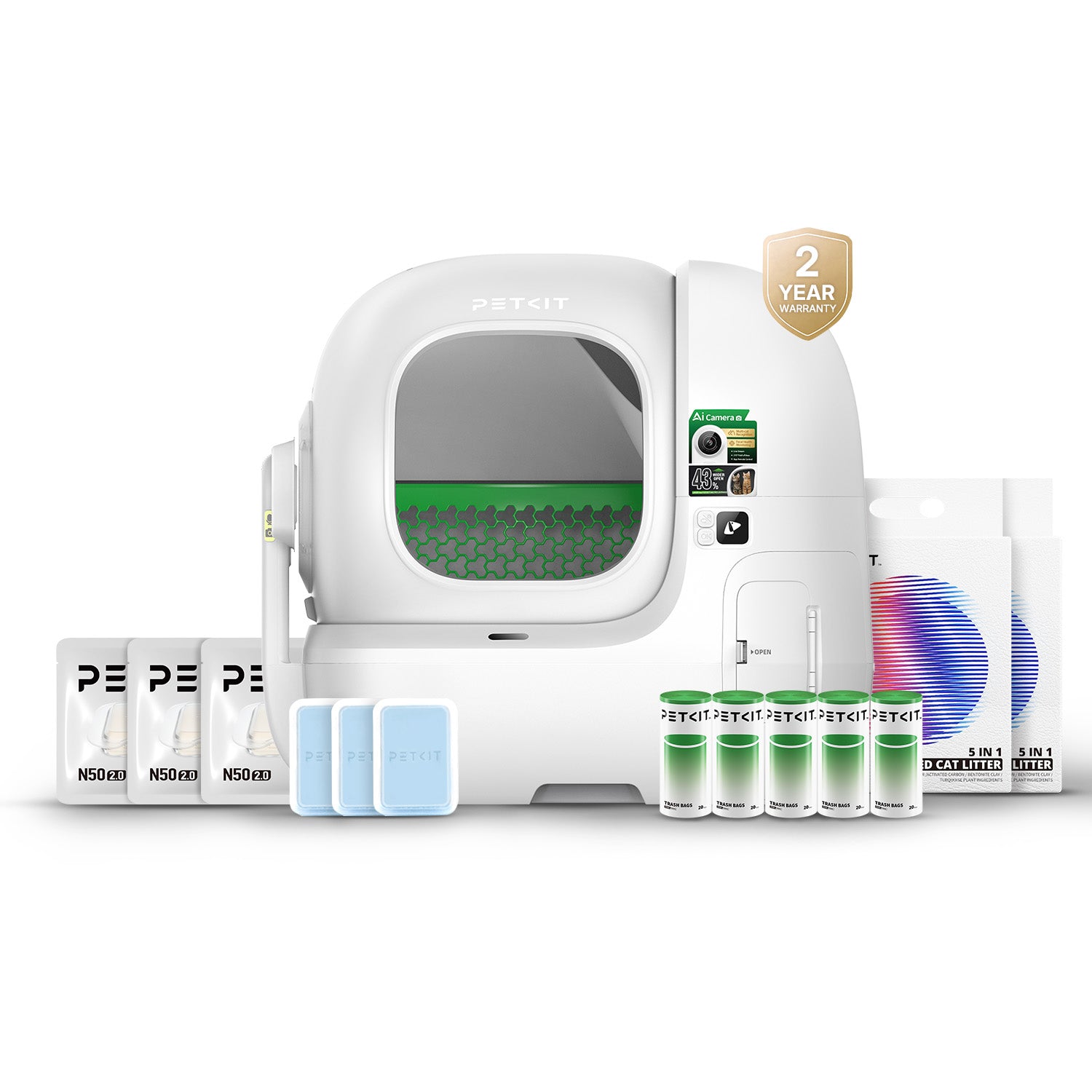 Purobot Max Pro 2 ultimate bundle automatic litter box with multiple essential consumables, a value-packed set designed for long-term use, easy maintenance, and a cleaner, healthier pet care experience