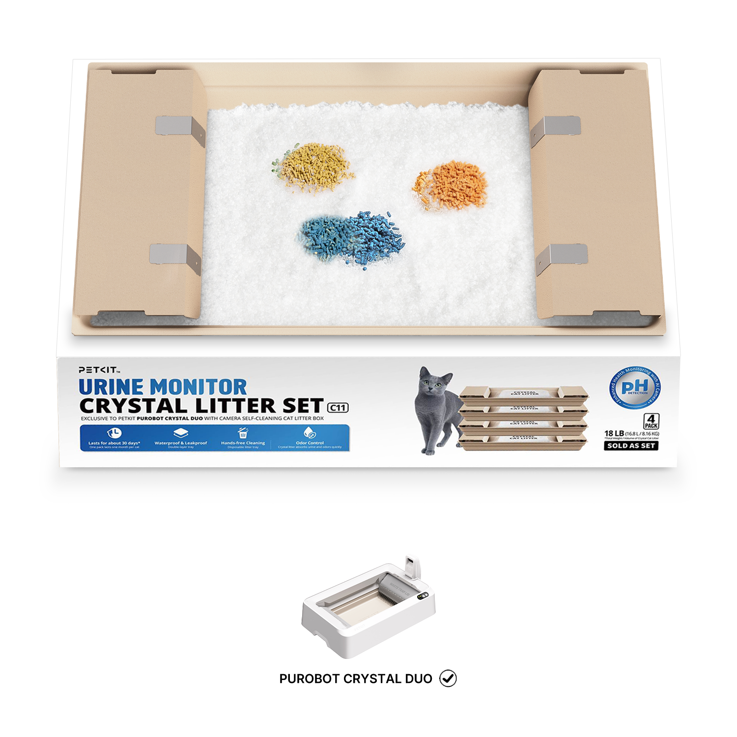 Urine Monitor Crystal Litter Set 4 Pack