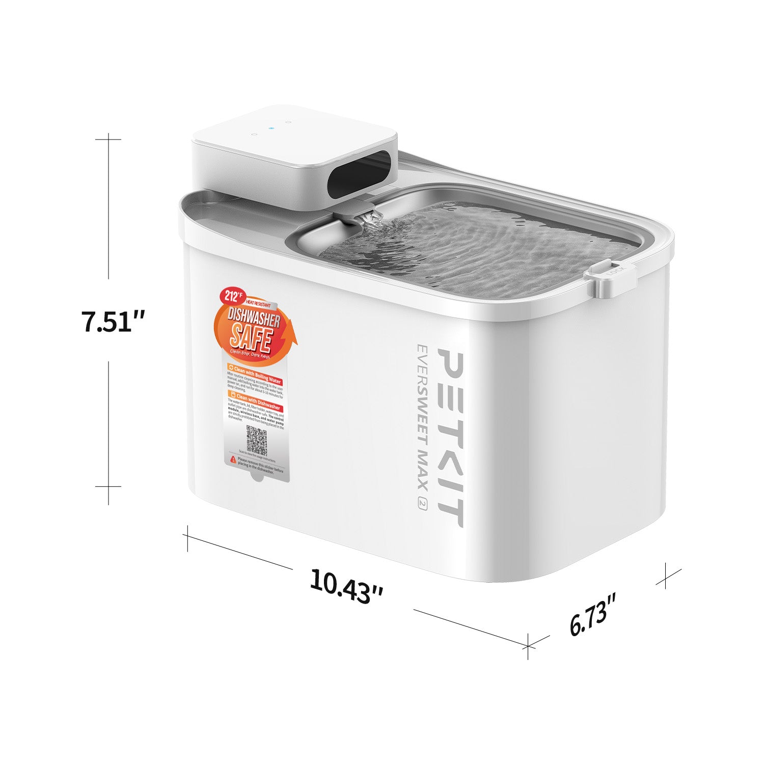PETKIT EVERSWEET MAX 2 (UVC)  product dimensions illustration with 3L capacity.