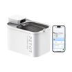 EverSweet Max cordless pet water fountain with mobile app interface showing remote control