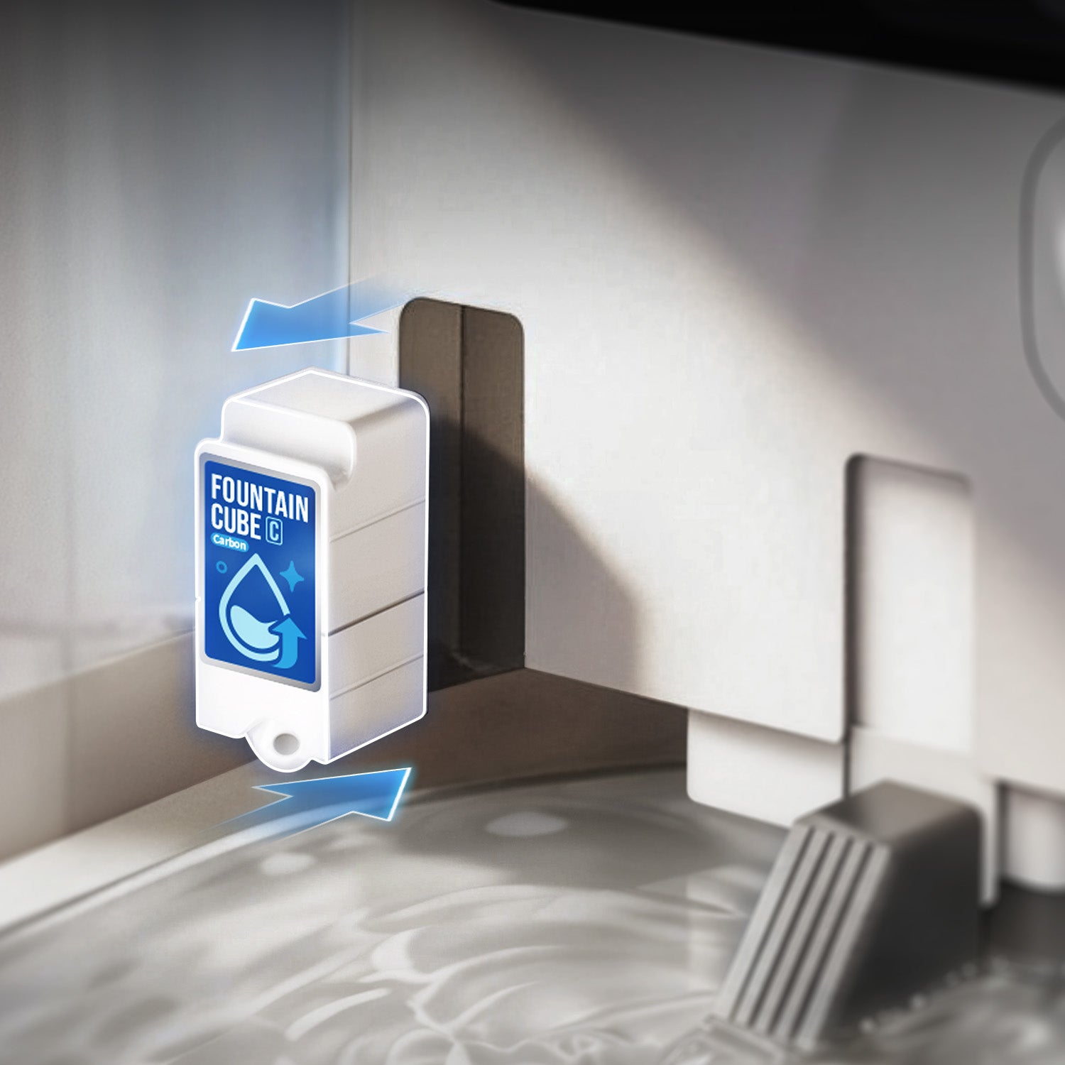 Eversweet Ultra Cat Water Fountain Cube C allows quick 3-second replacement, tool-free and mess-free, making maintenance simple