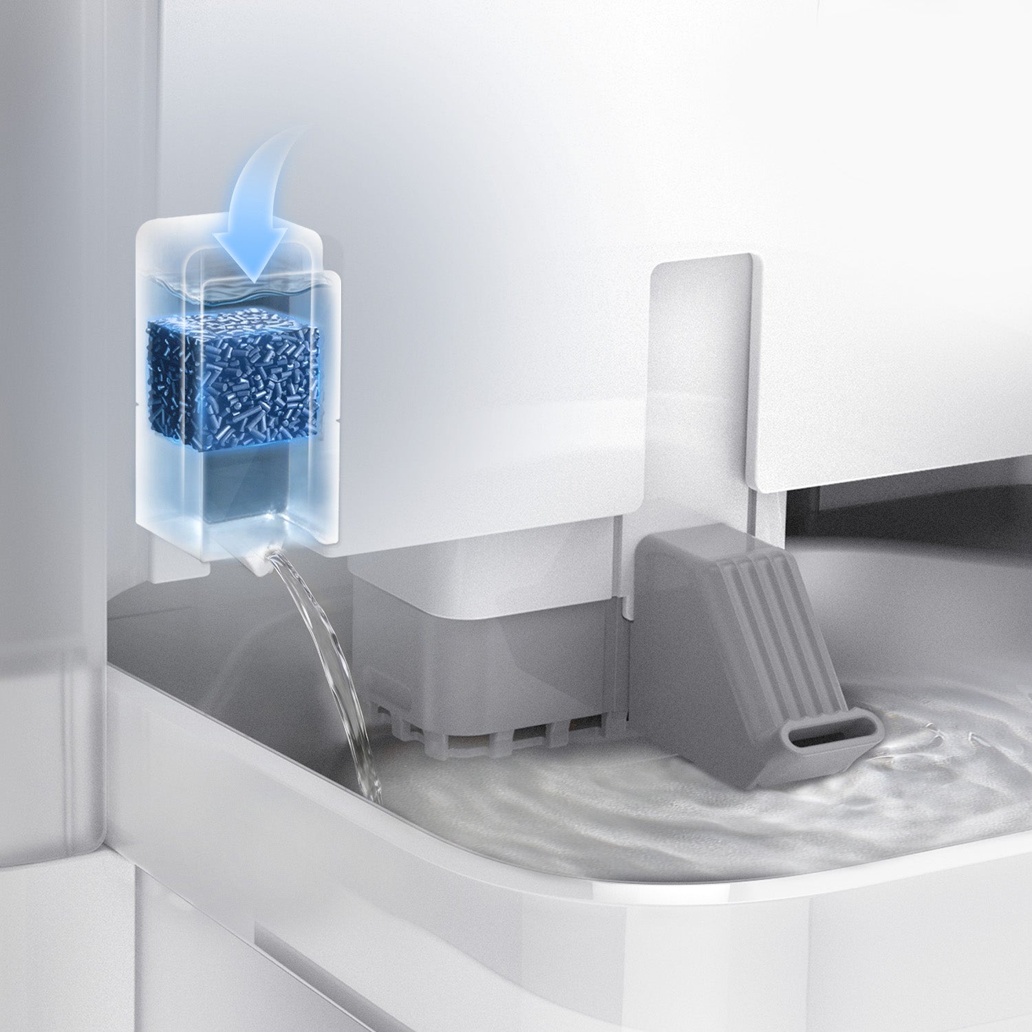 Eversweet Ultra Cat Water Fountain Cube C with high-density sintered carbon forcing all water through a solid core for pure, spring-like taste