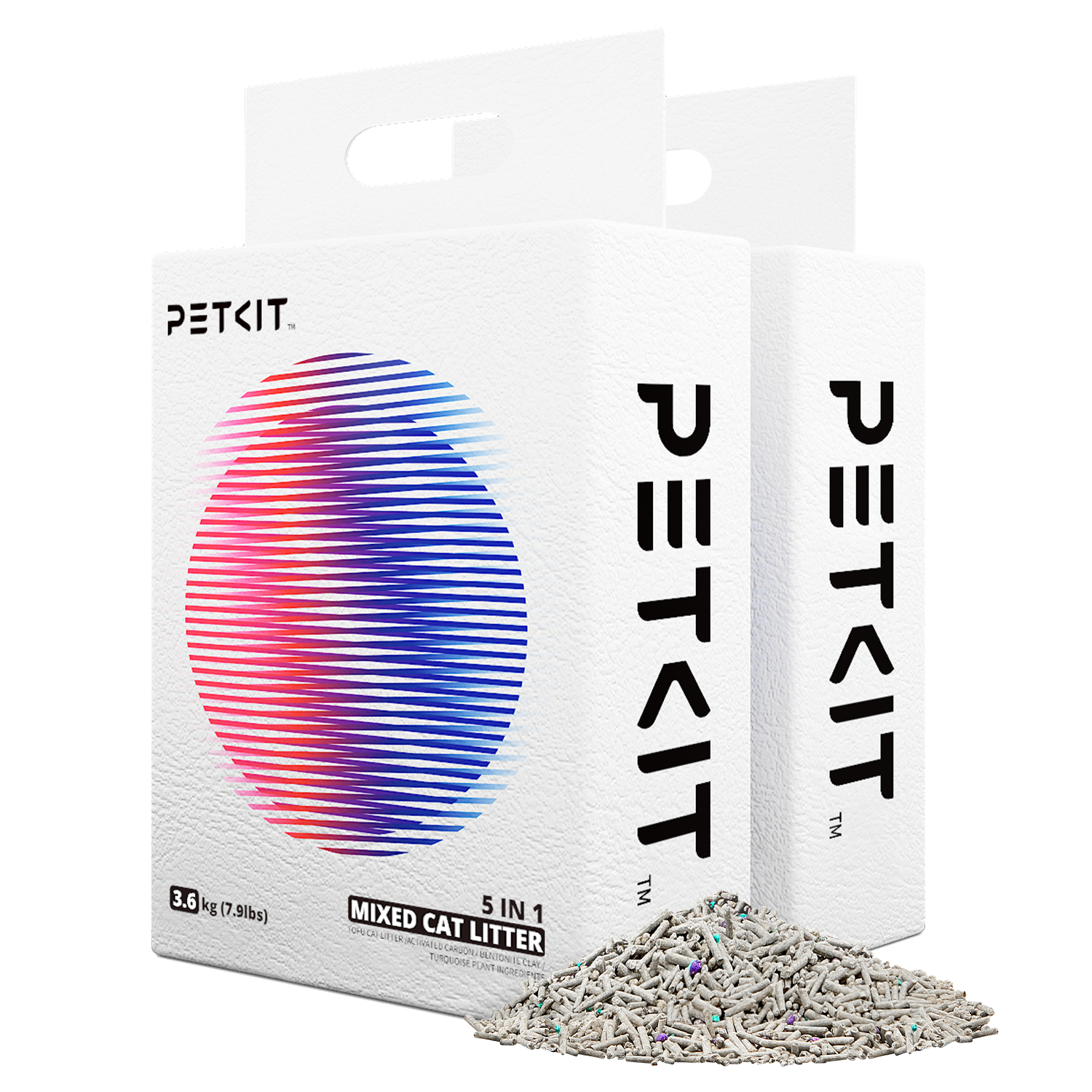 Flushable Clumping Cat Litter 2 bags showing natural granule appearance and texture