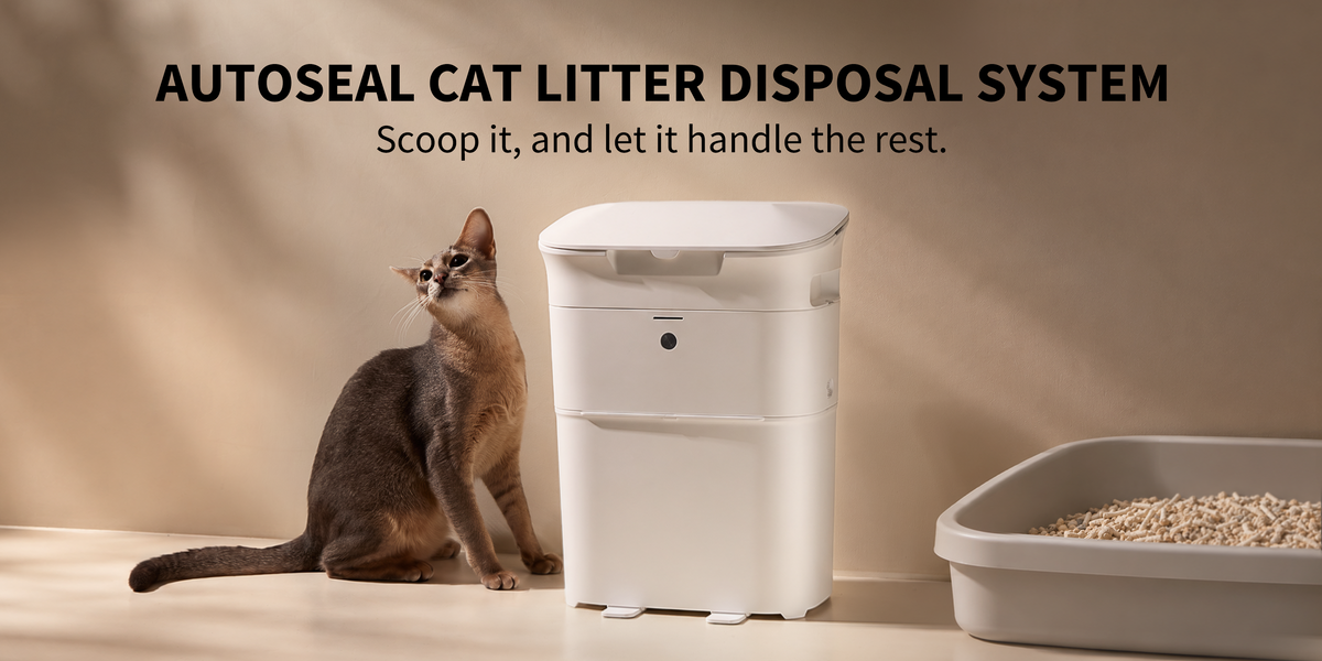 PETKIT AutoSeal Cat Litter Disposal System designed to handle cat waste disposal after scooping with a sealed system that helps keep odors contained