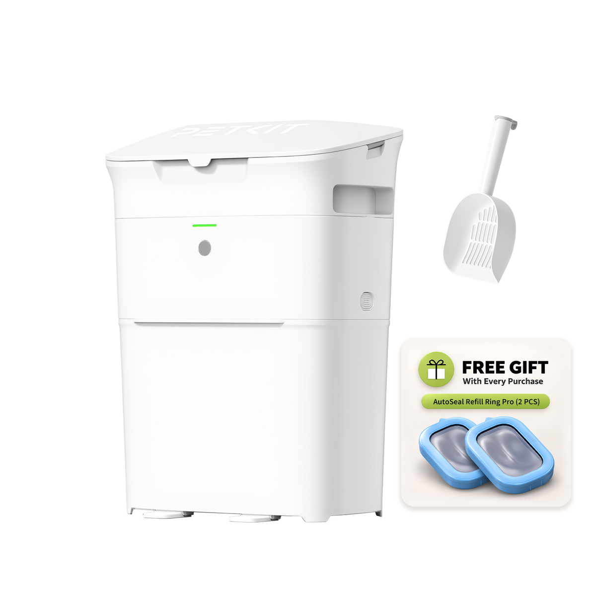 PETKIT AutoSeal Cat Litter Disposal System with cat litter scoop and two AutoSeal Refill Ring Pro refills included for convenient cat waste disposal after scooping