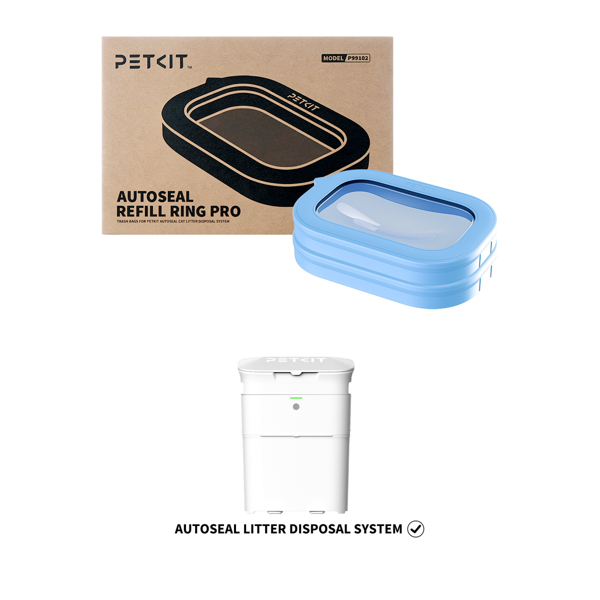 PETKIT AutoSeal Refill Ring Pro designed for PETKIT AutoSeal Cat Litter Disposal System to seal and contain cat waste after scooping