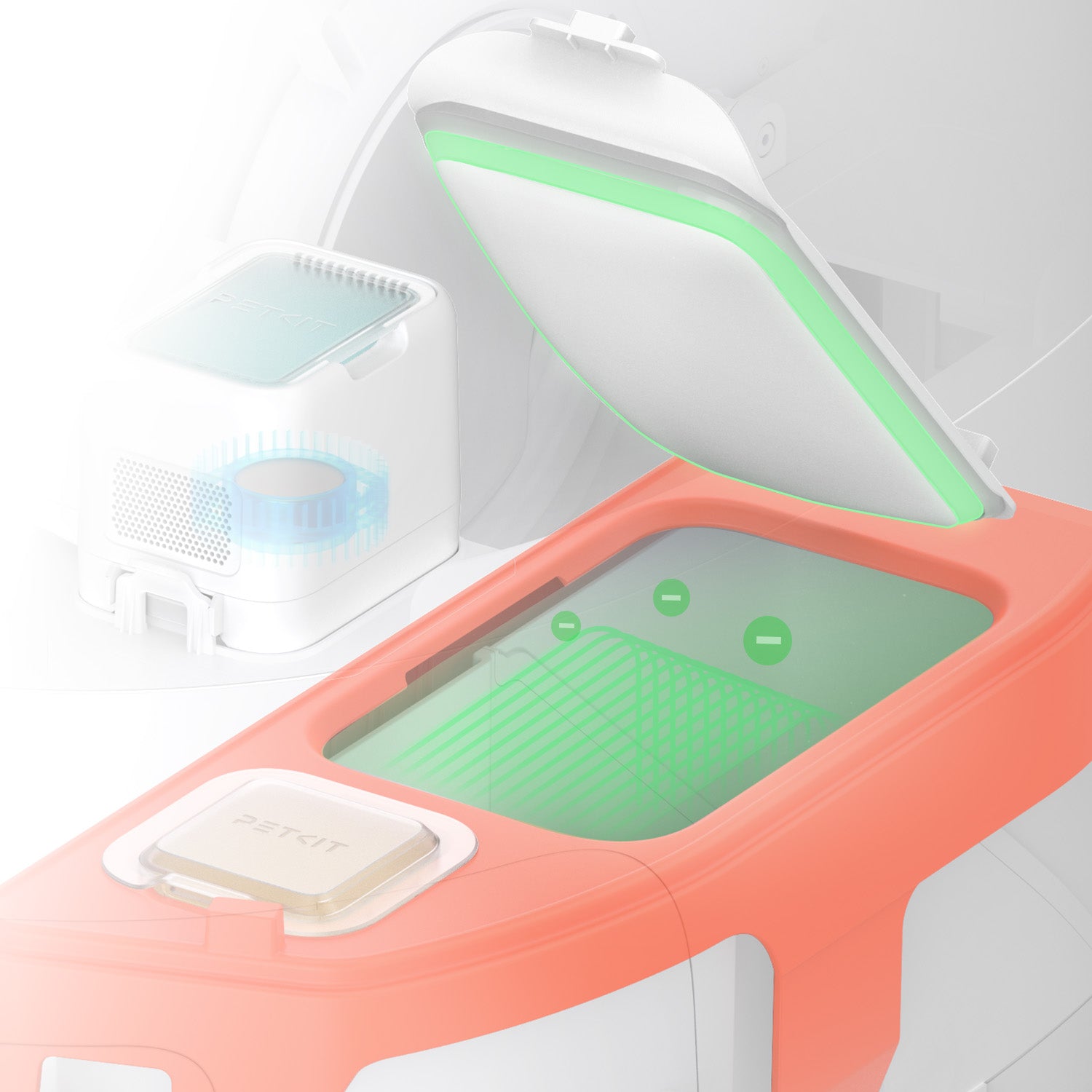 Purobot Max Pro 2 Automatic Cat Litter Box  drops waste into a sealed bin that locks odors inside.