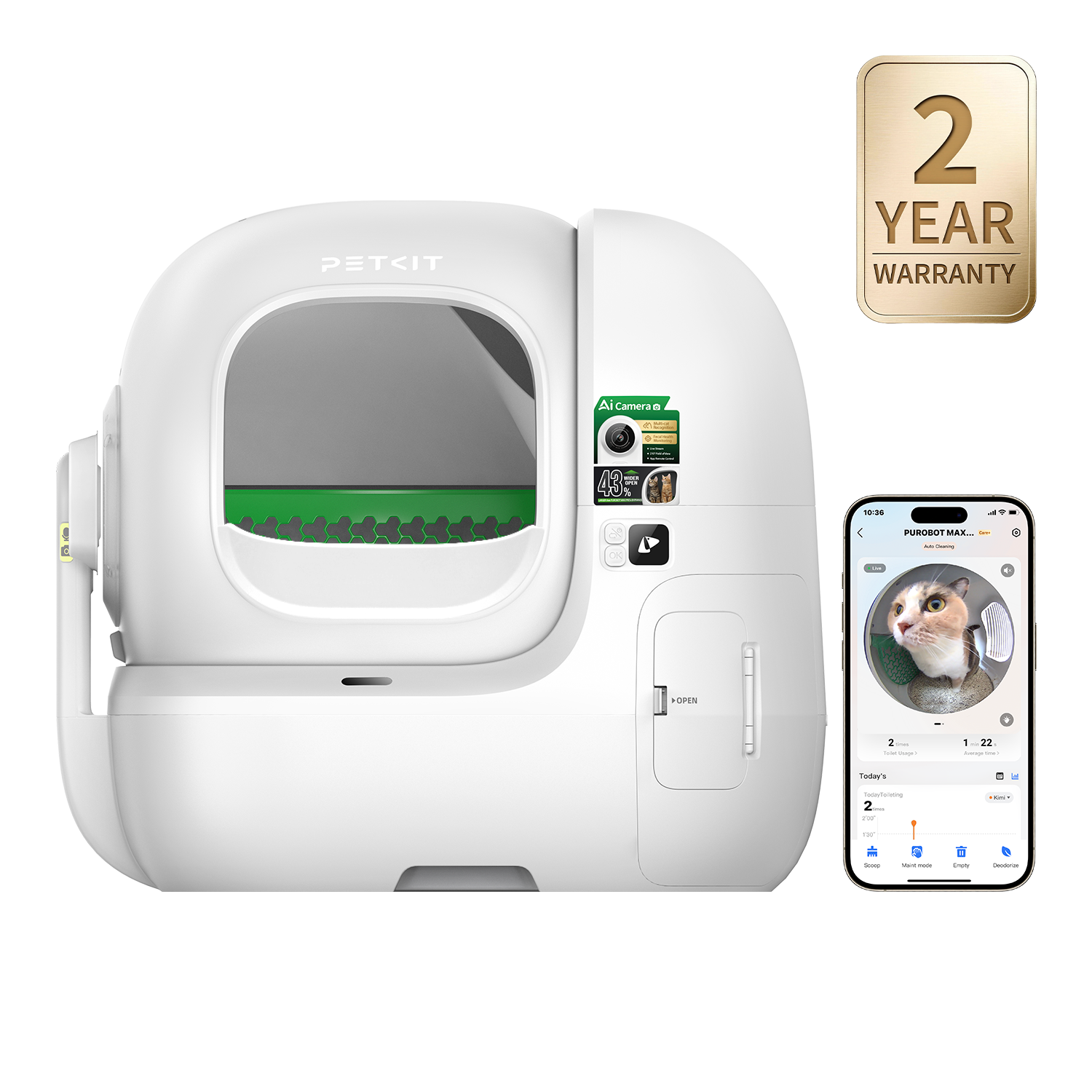 PUROBOT MAX PRO 2 Automatic Self-Cleaning Cat Litter Box | Larger