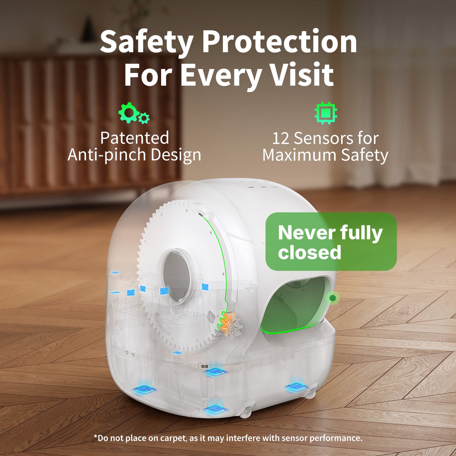 PUROBOT MAX PRO 2 automatic cat litter box safety protection sensors