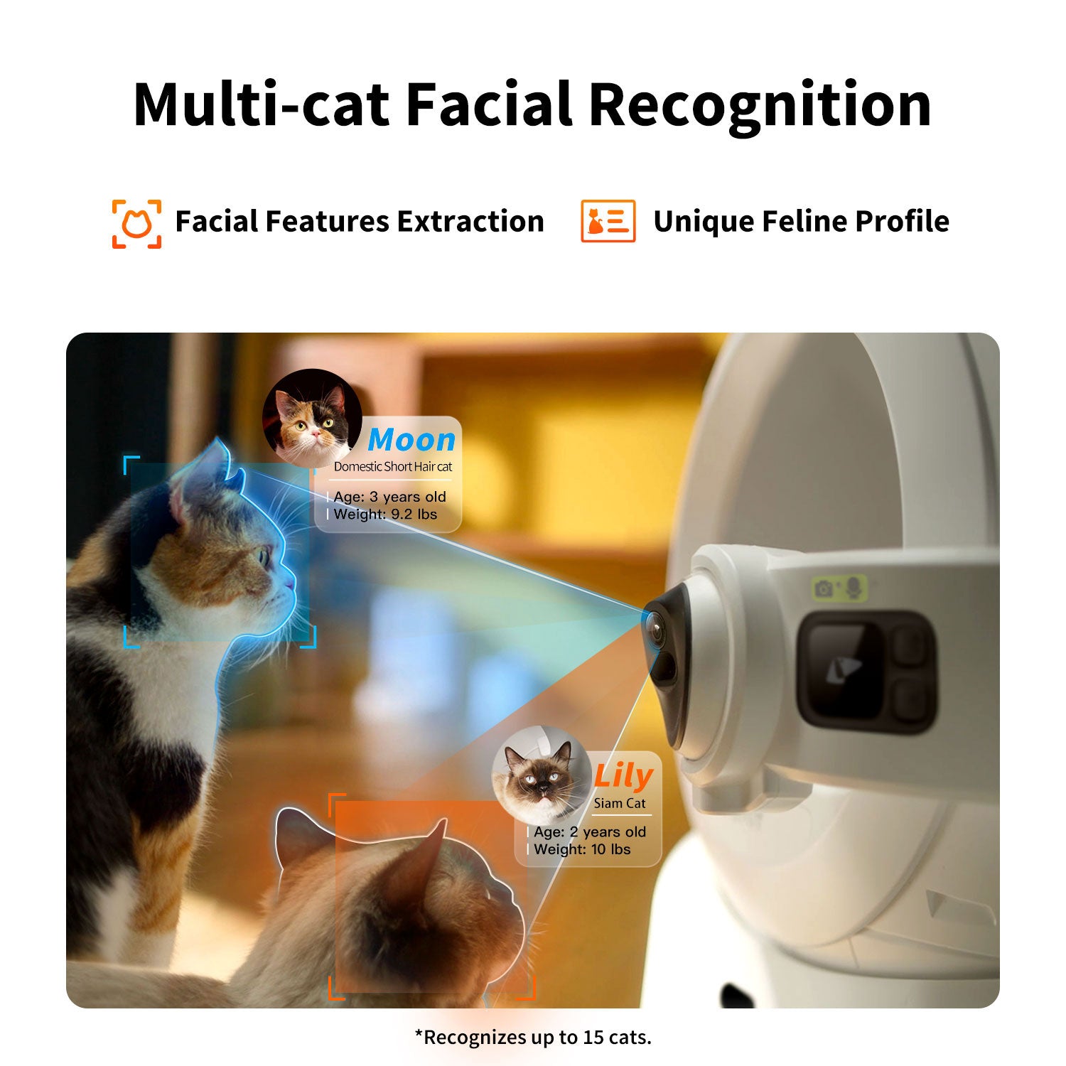 Purobot Ultra Automatic Cat Litter Box featuring AI multi-cat facial recognition, identifying each cat accurately using unique facial features