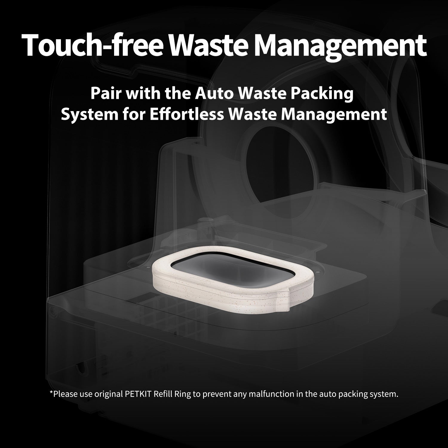 Refill Ring designed for seamless compatibility with Purobot Ultra Automatic Litter Box's Auto Waste Packing System, enabling effortless touch-free waste handling