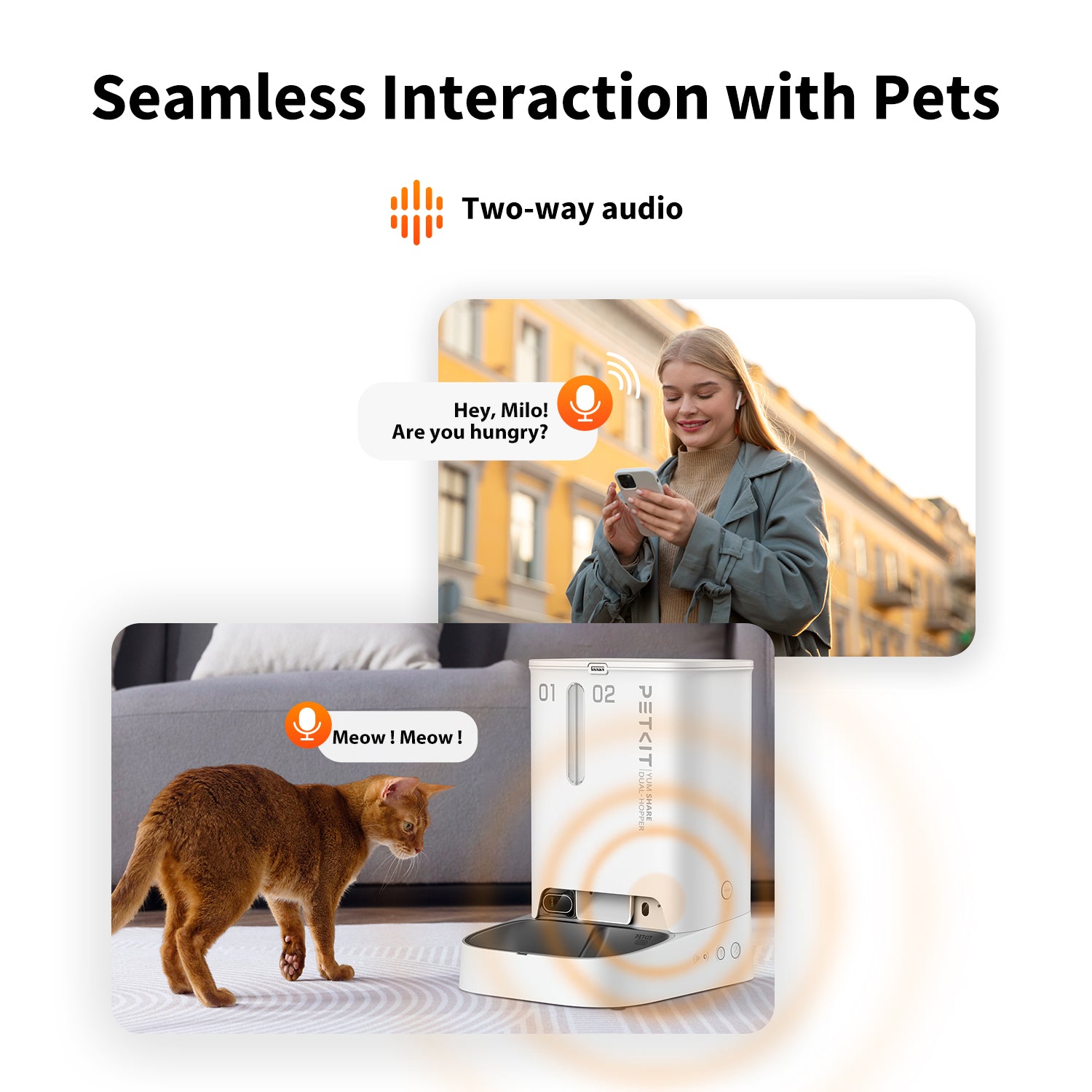 PETKIT 自動給餌器 Dual-Hopper カメラ付き YumShare Dual-Hopper Automatic Cat Feeder with Camera