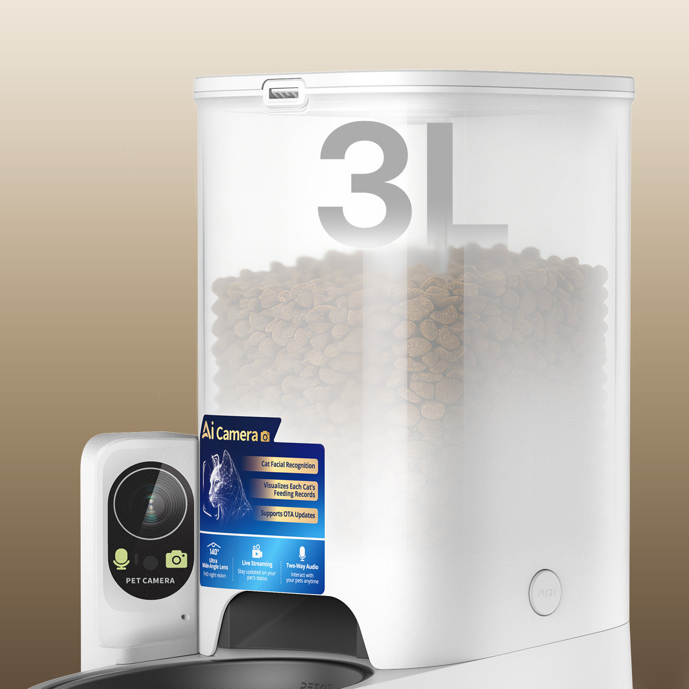 YumShare Solo 2 automatic cat feeder with compact design and large capacity supporting up to 15 days of feeding