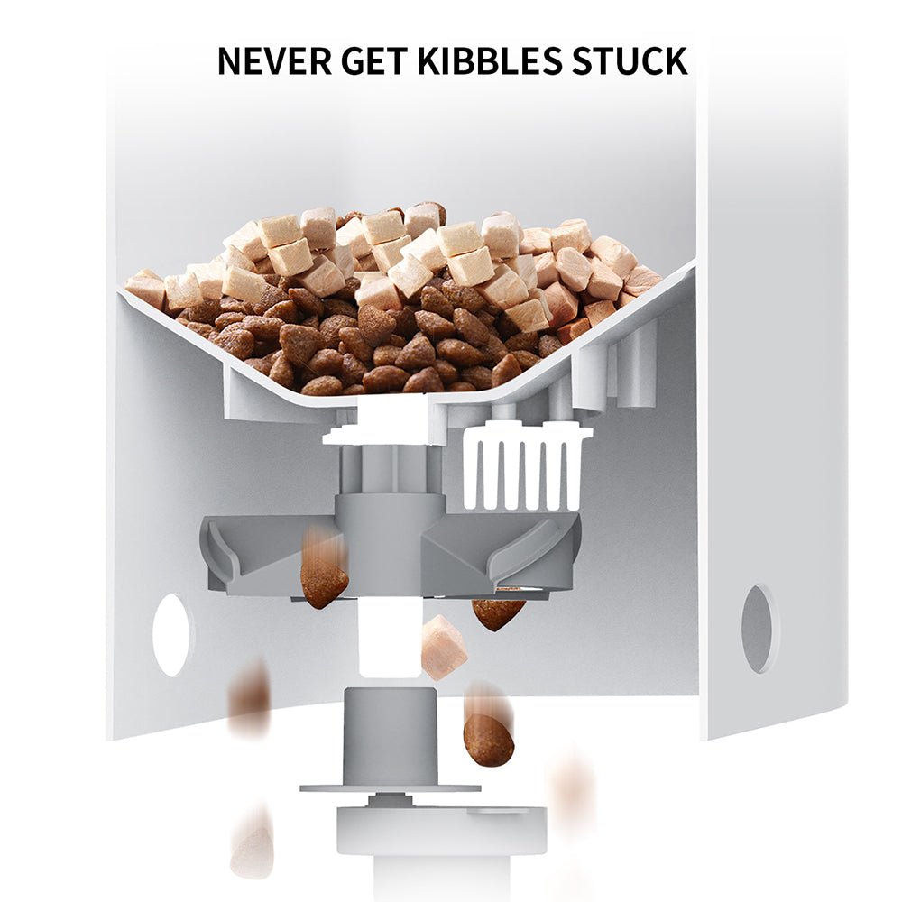 Fresh Element Solo automatic cat feeder designed to prevent kibbles from getting stuck for consistent food dispensing